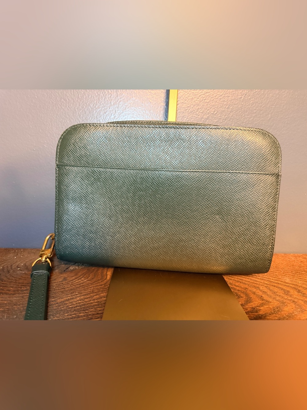 Louis Vuitton Vintage Green Textured Leather Toiletry Wristlet - Picture 2 of 8